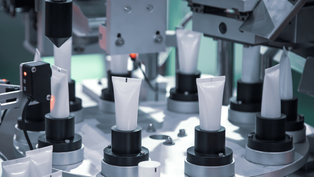 Cosmetics tubes in a filling machine
